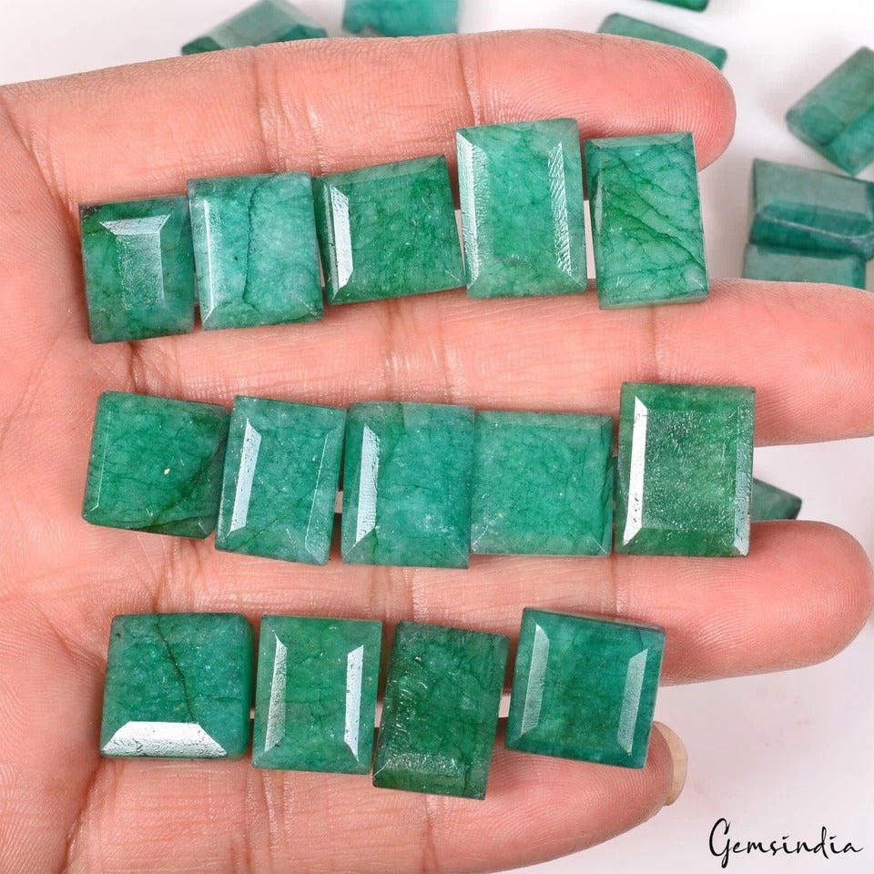 530 Ct Natural Green Brazilian Emerald Baguette Faceted Cut Loose Gems Lot 35 Pc