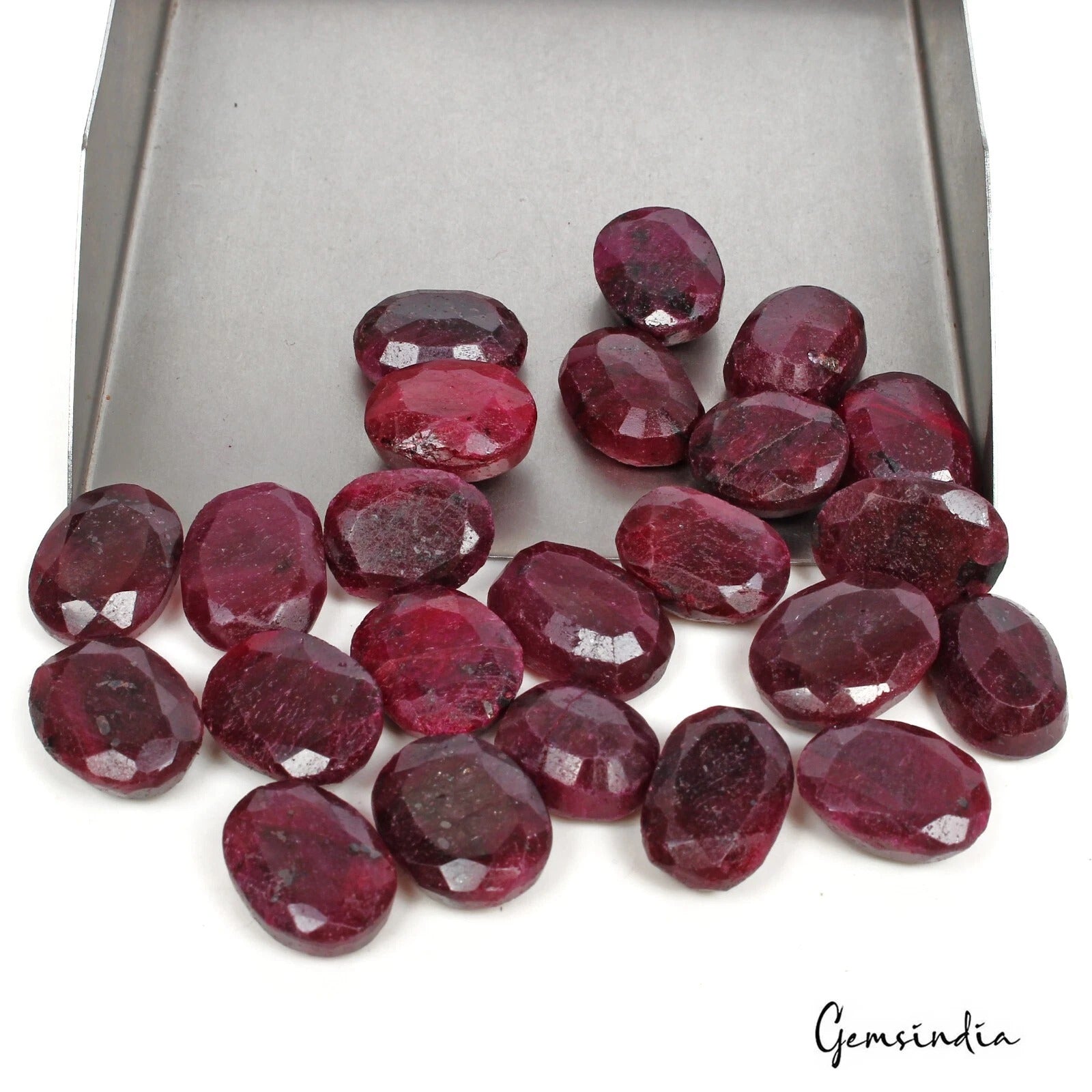 Ruby Lot, Loose Gemstone, Color Enhanced, Dark Red — 23 Pieces, 16mm to 19mm, 430 Ct, Madagascar
