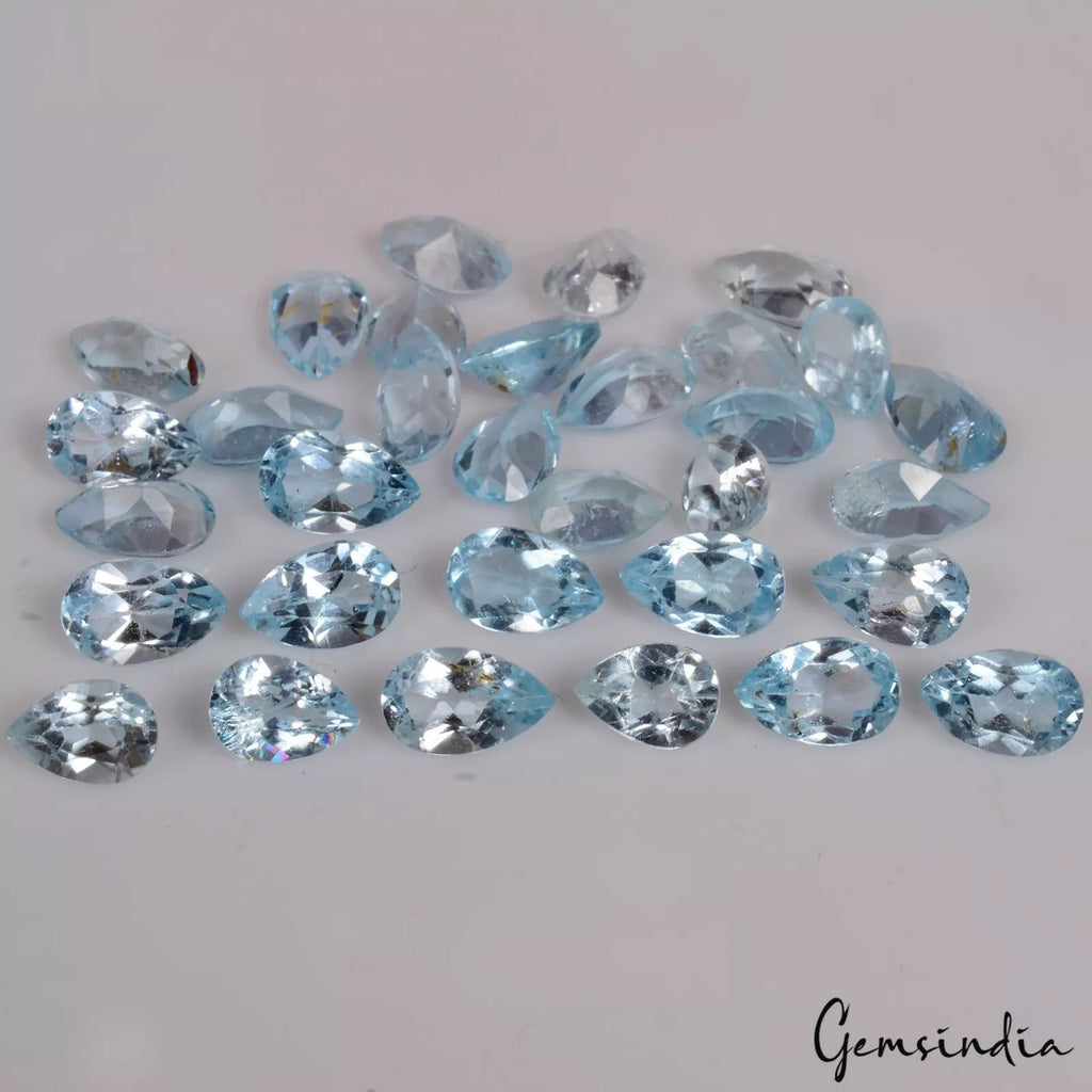 VVS 31 Pcs Natural Topaz Pear Cut Stunning Untreated Loose Gemstones Lot~7mm-8mm
