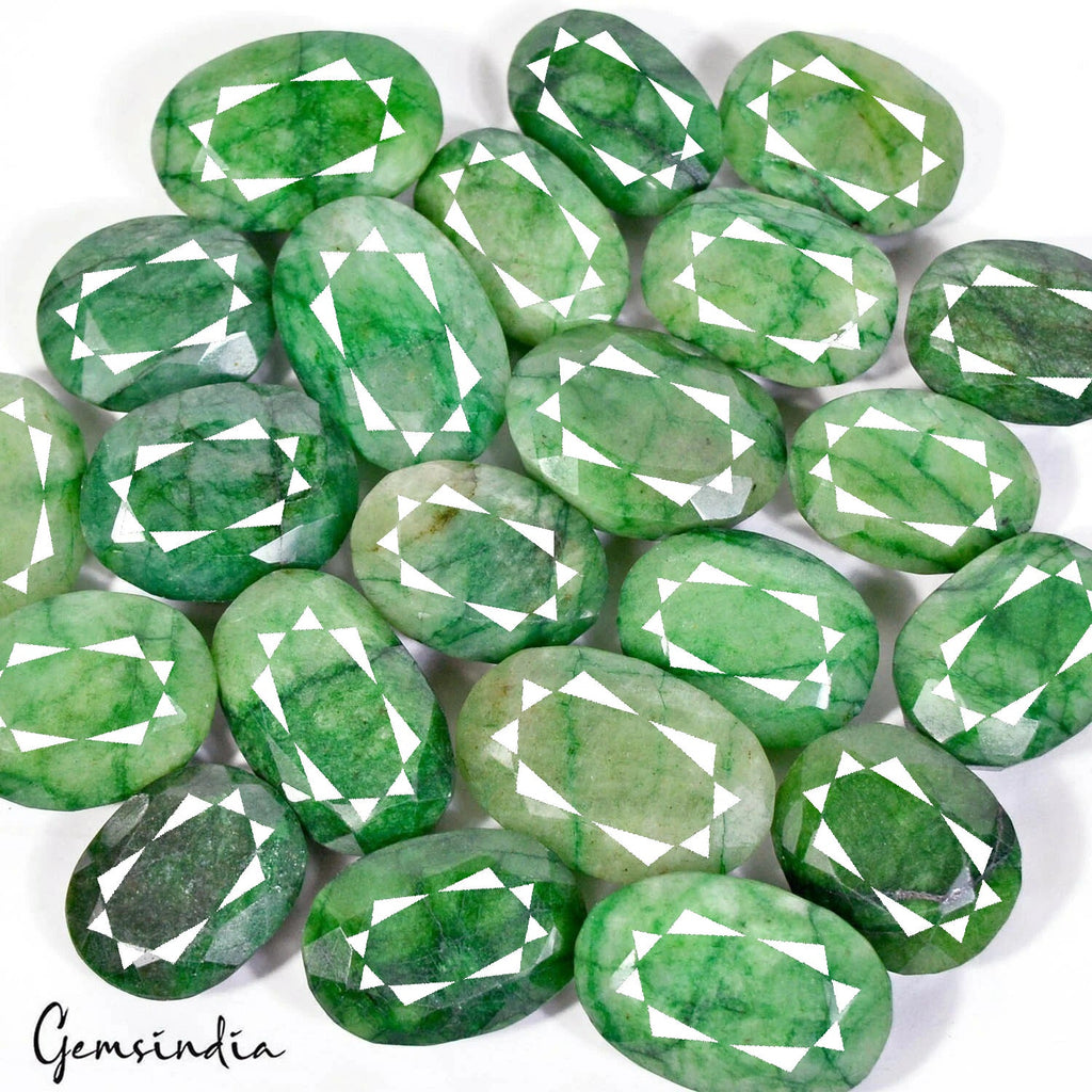 1100 Ct/22 Pcs Natural Brazilian Green Emerald Oval Cut Loose Wholesale Gems Lot