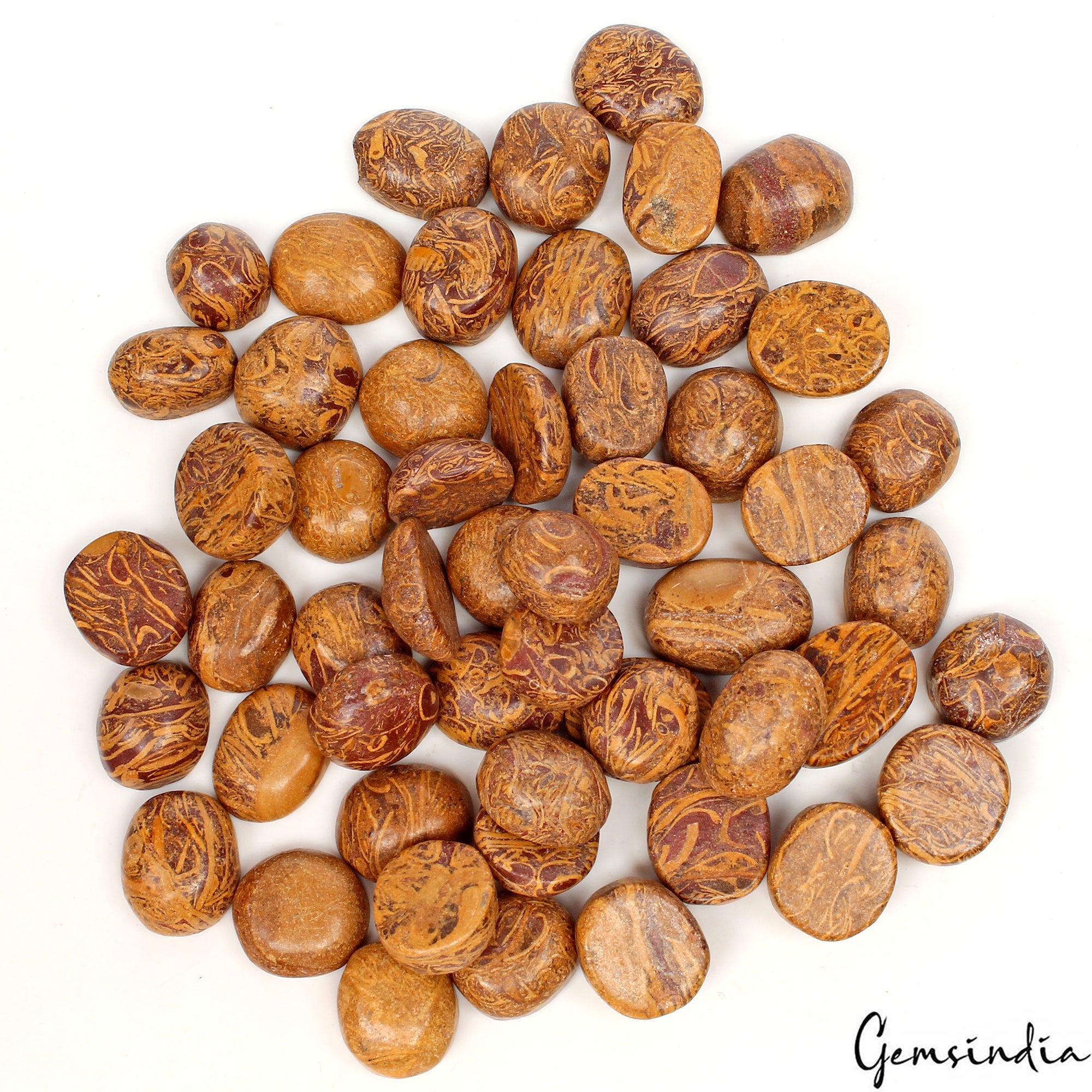 500 Ct/53 Pcs Natural Untreated Marium Jasper Oval Cab Loose Gems for Jewelry