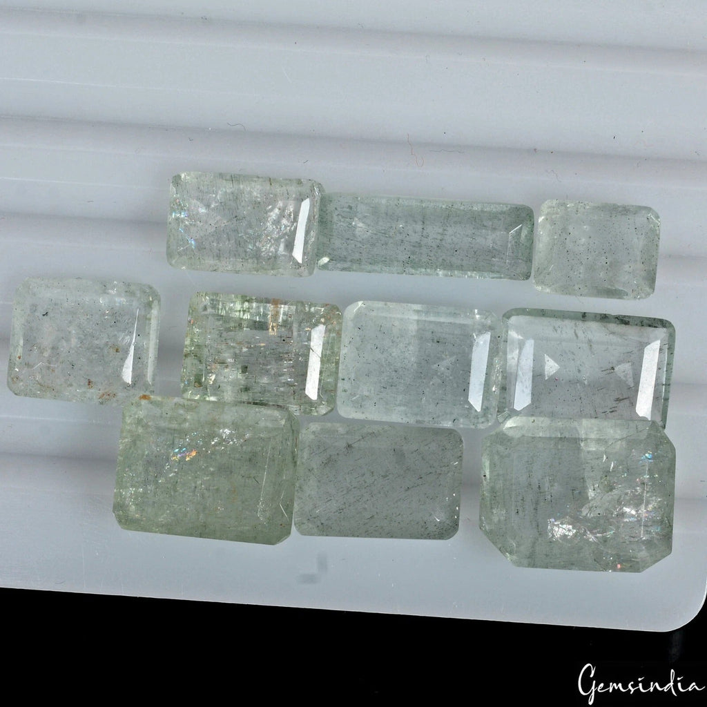 52.70 Cts/10 Pcs Natural Unheated Green Aquamarine Octagon Cut 9m-17mm Gems Lot