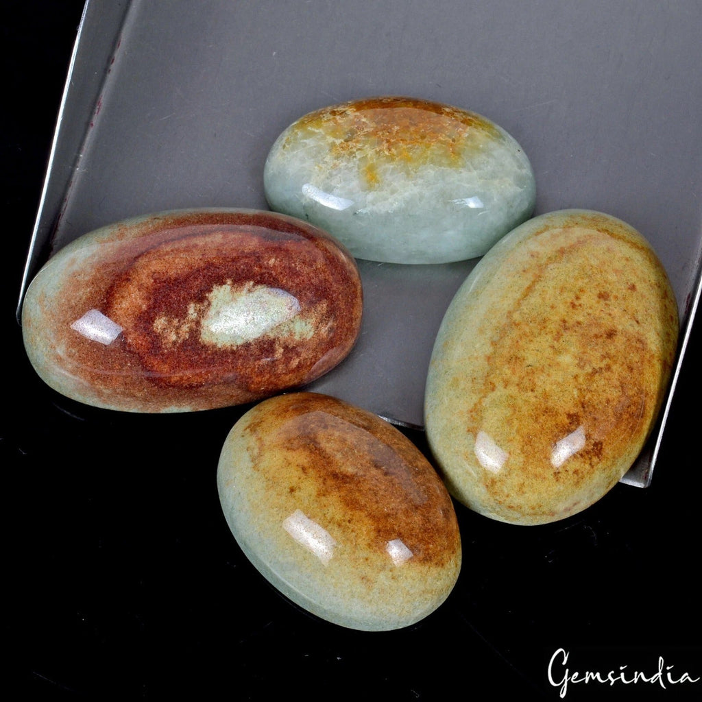 Rare 350Ct Natural Grade A Jadeite Jade Lot Untreated Oval Cabochons for Jewelry