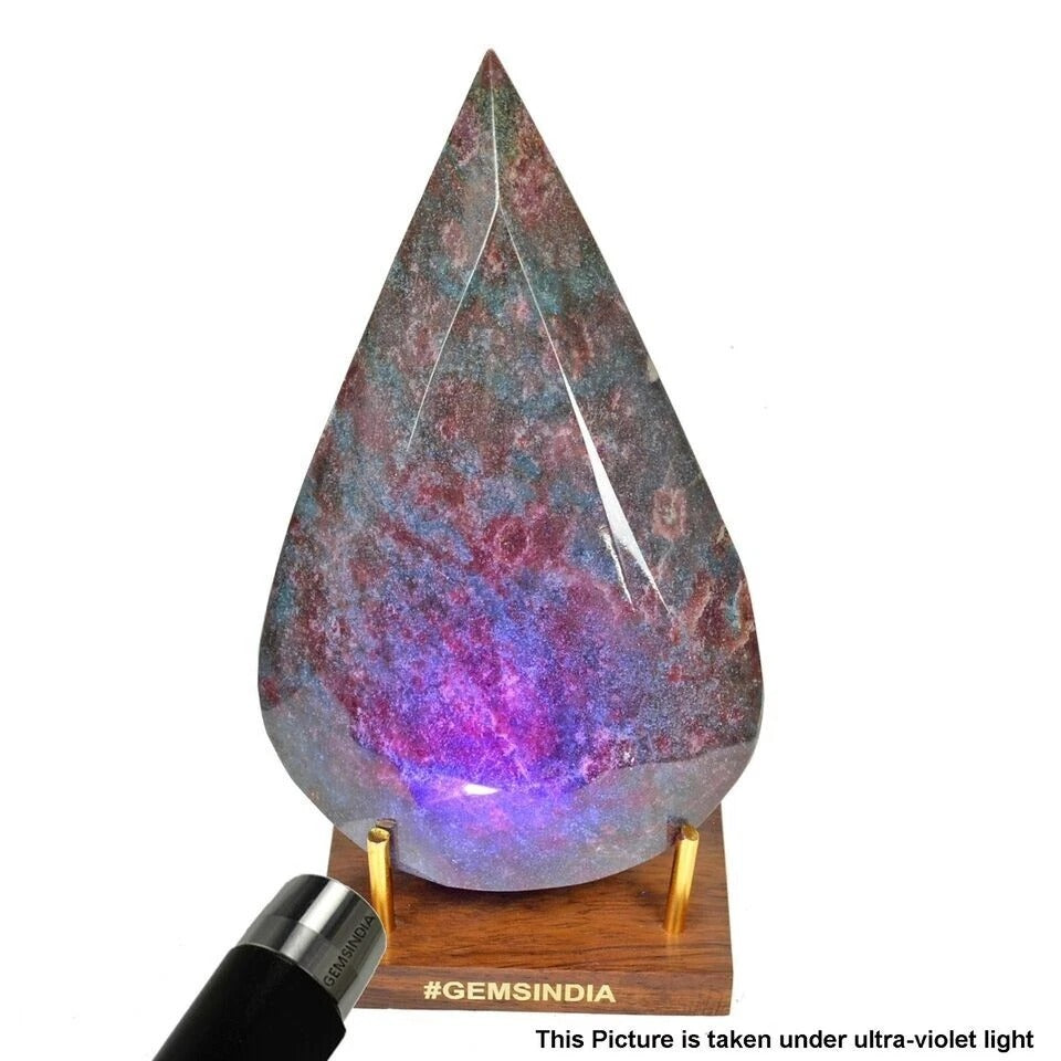 1.4 kilo Natural Untreated Bi Color Ruby Kyanite Pear Cut Museum Size Gemstone