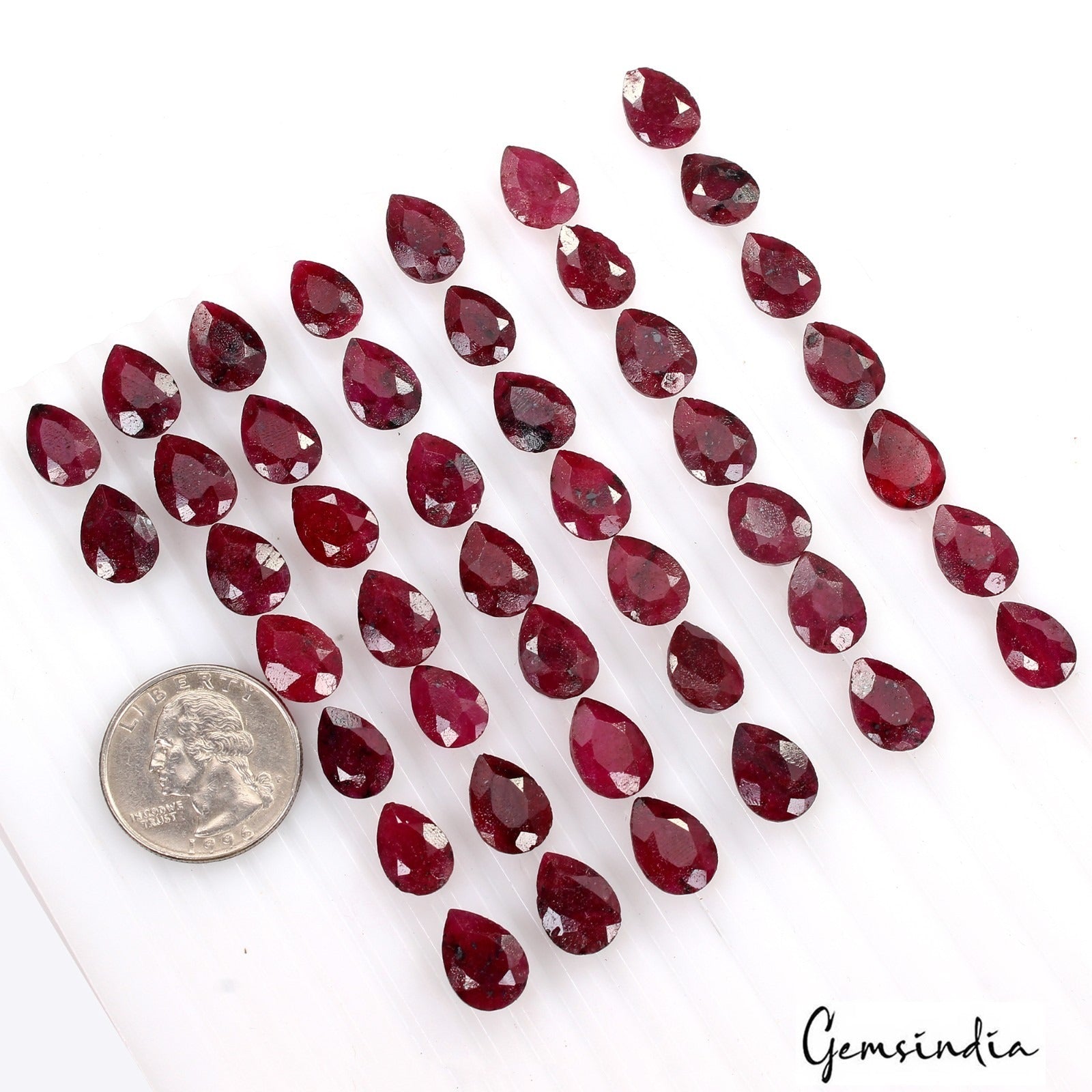 190.00 Ct Natural Red Ruby Pear Cut Faceted Loose Wholesale Gemstone Lot 36 Pcs