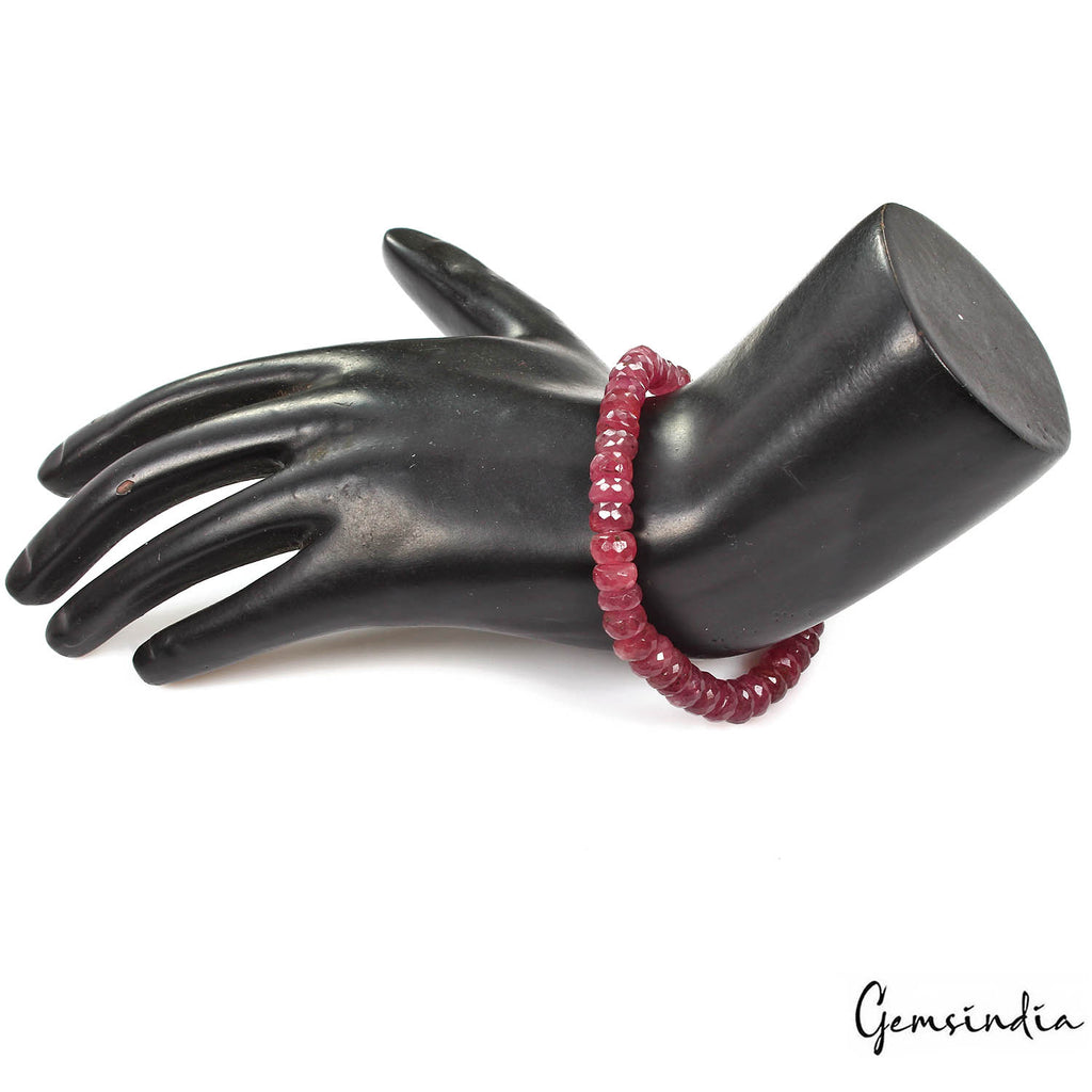 Ruby Bracelet, Heated, Red — 7 inch, 124.30 Ct, Mozambique