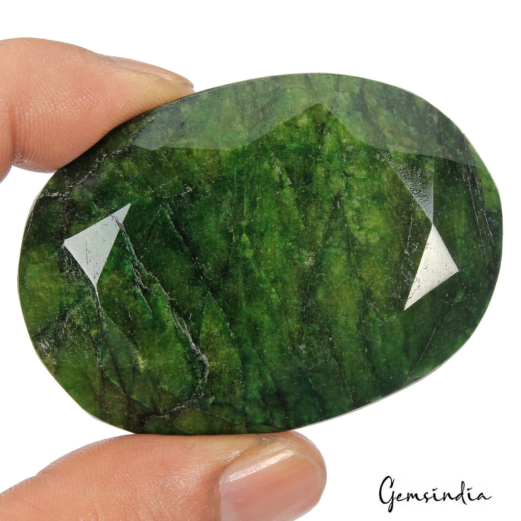 400 Ct Natural Green Brazilian Emerald Oval Faceted Earth Mined Huge Size Gems