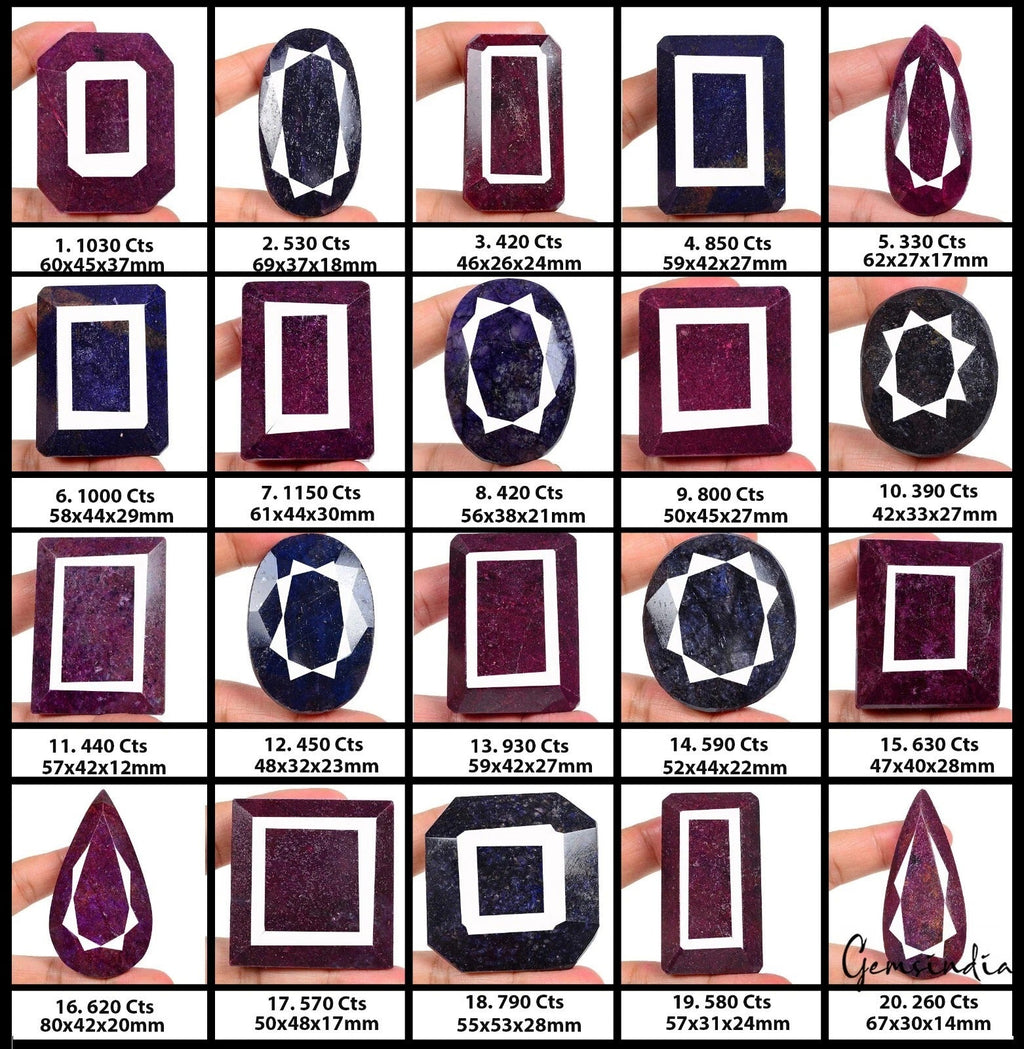 2.5 Kg Natural Ruby & Sapphire Huge Size 42-80mm Wholesale Gemstones Lot 20 Pcs