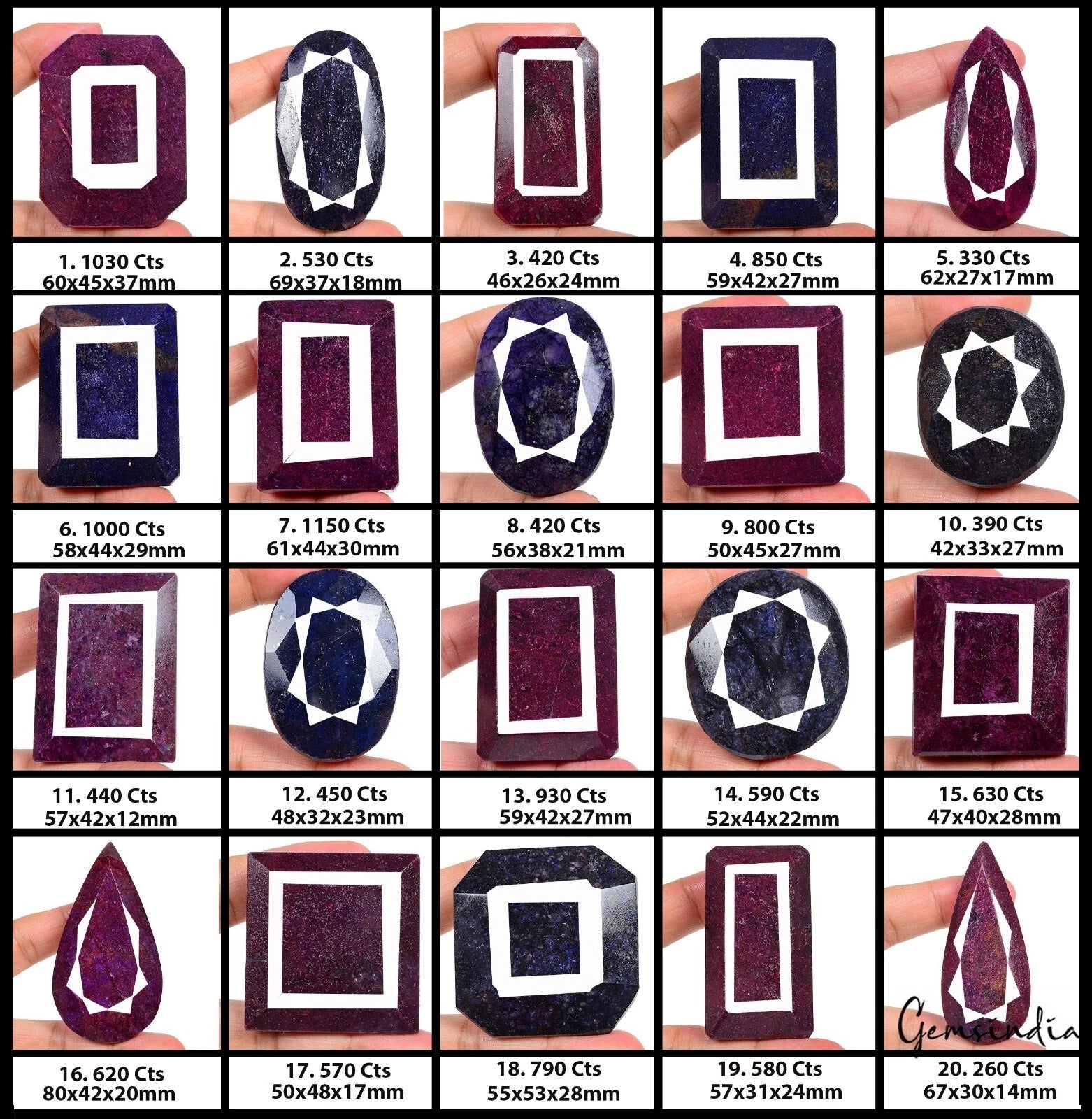 2.5 Kg Natural Ruby & Sapphire Huge Size 42-80mm Wholesale Gemstones Lot 20 Pcs