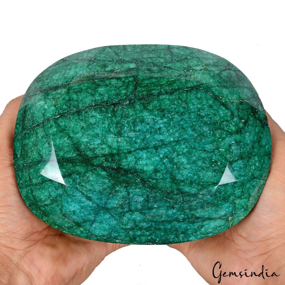 Large 3.6 Kilo Natural Green Emerald Oval Cut Collectors' Grade Brazil Gemstone