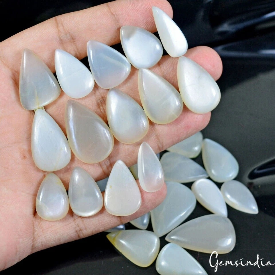 27 Pcs Lot ~ Silky Moonstone Pear Cabochon 100% Natural Loose Gemstones 360 Cts.