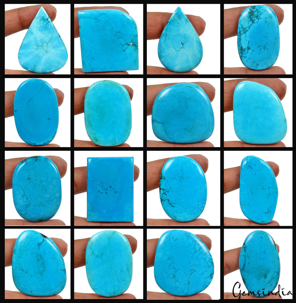 1380 Ct/16 Pcs Natural Blue Turquoise Mix Cabochon Loose Wholesale Gemstones Lot