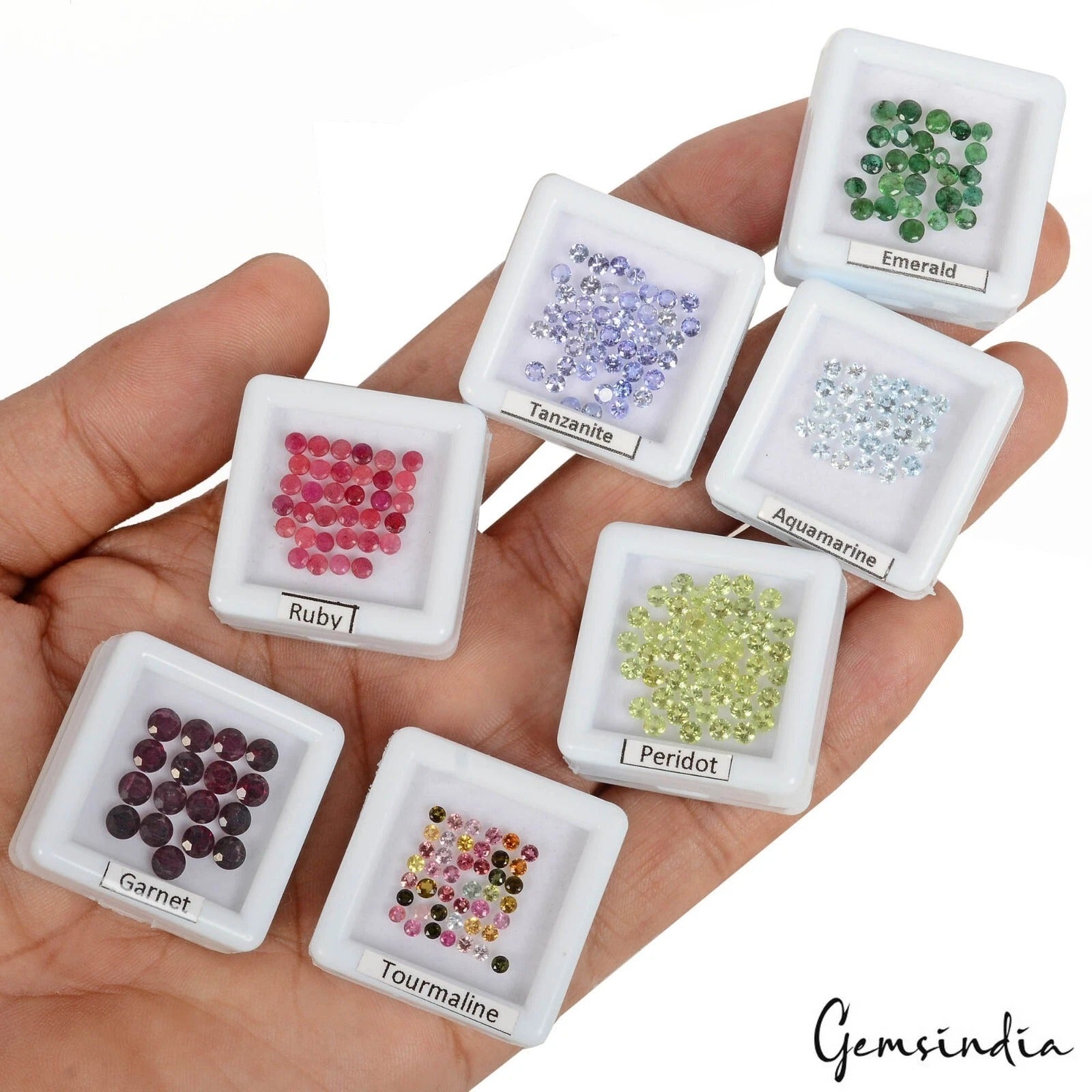 7 Lots Estate Genuine Semi Precious Round Cut Multi Gemstones Collection~240 Pcs