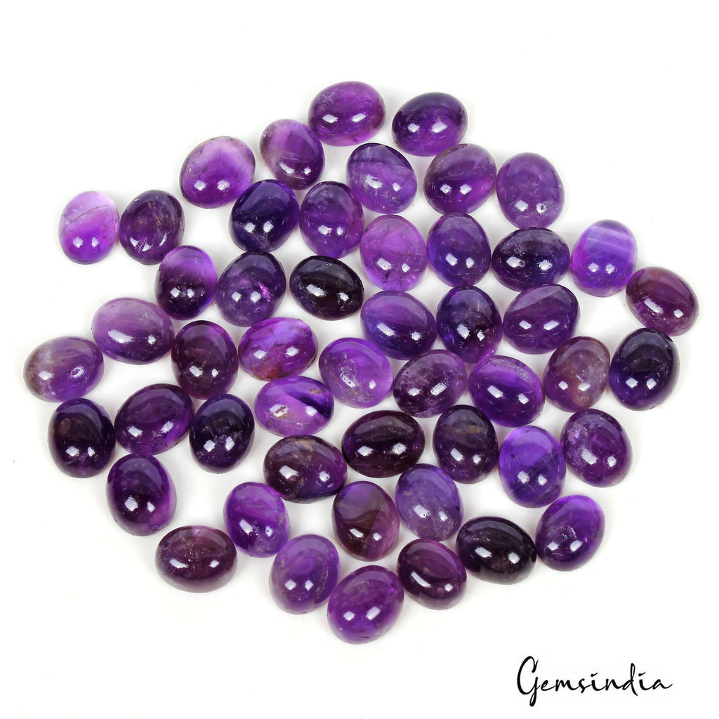 200 Cts/50 Pcs Natural Untreated Dark Purple Amethyst Oval Cab Loose Gems Lot