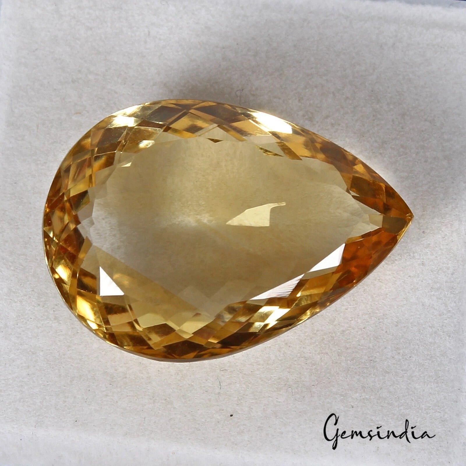 29.60 Ct Natural Untreated Yellow Citrine Pear Faceted Loose Gem For Jewelry