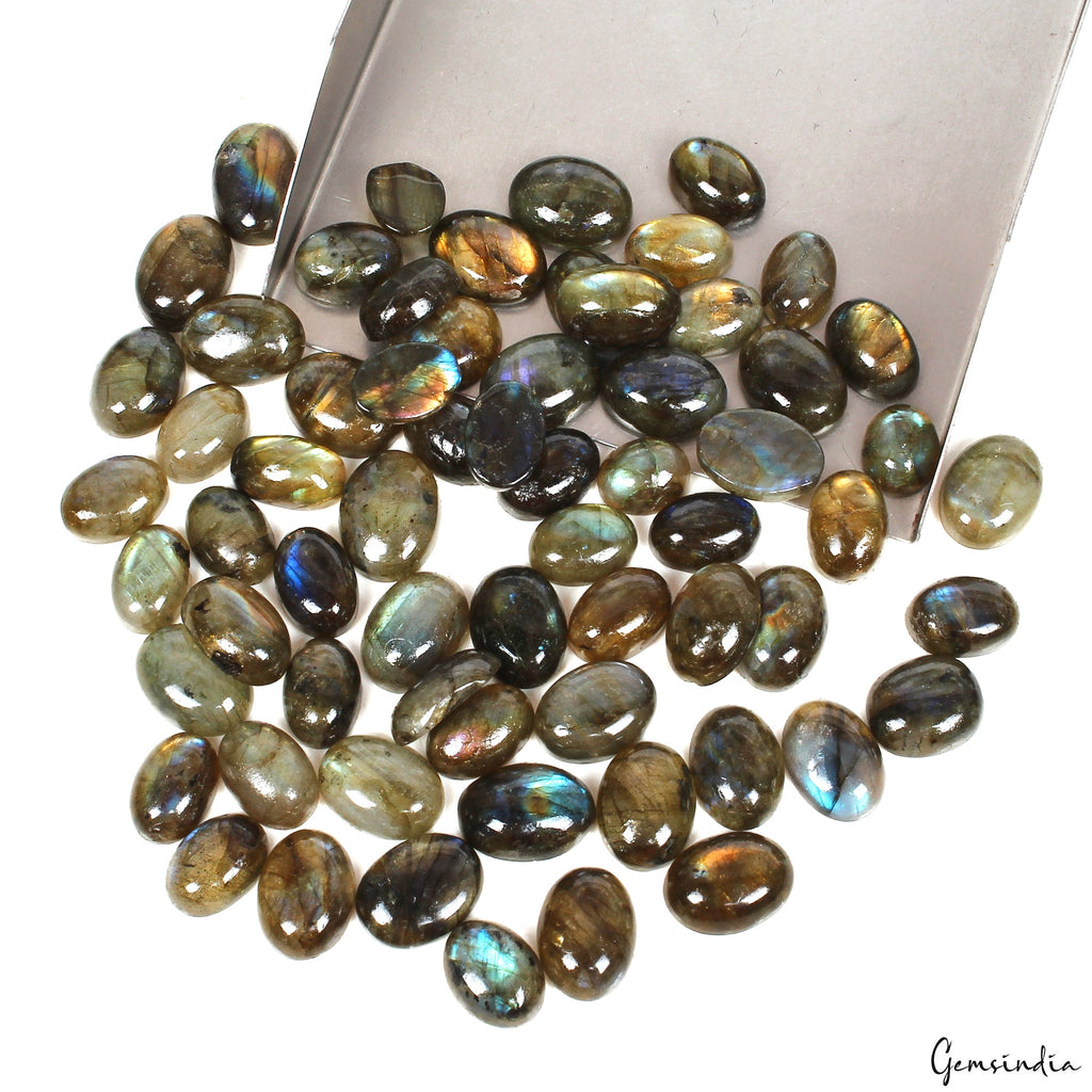 480 Cts/63 Pcs Natural Untreated Fire Shine Labradorite Oval Cab Wholesale Gems