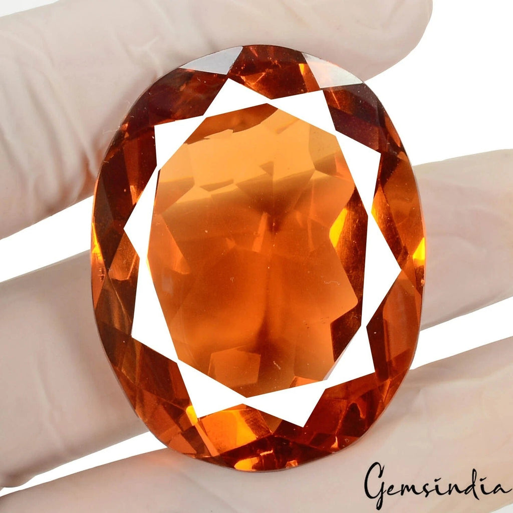 154.10 Ct Hydro Orange Tourmaline Oval Faceted Lab-Created Loose Gem For Pendant
