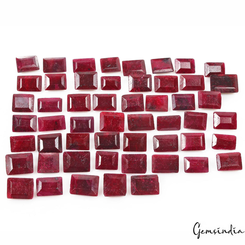 Certified 570 Ct/53 Pcs Natural Red Ruby Baguette Cut Loose Gems Lot For Jewelry