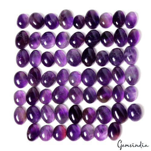 Amethyst Cabochon, Oval Cabochon, Purple — 9mm to 14mm, 270 Ct, Brazil