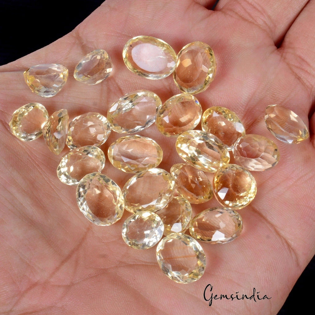 123.50 Ct Natural Yellow Citrine Oval Cut Loose Faceted 10-14mm Gemstones Lot