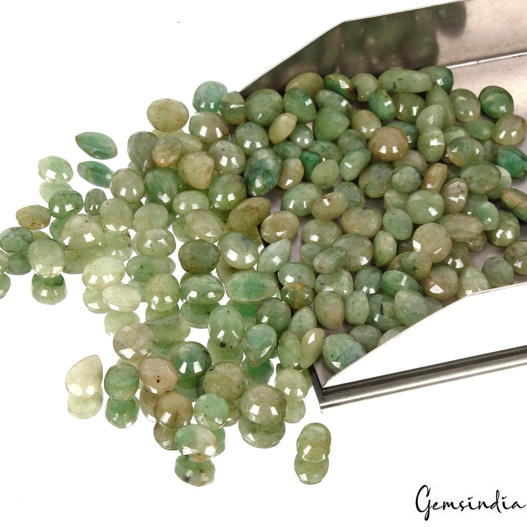 430 Ct/146 Pcs Natural Green Emerald Loose Mix Cut Loose 7-14mm Gems For Jewelry