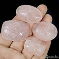 Rose Quartz Carving, Untreated, Pink — 4 Pieces, 31mm to 40mm, 350 Ct, Madagascar