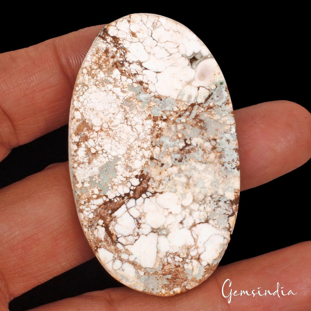110 Cts Natural Untreated Nevada USA White Brown Buffalo Turquoise Oval Cab Gem