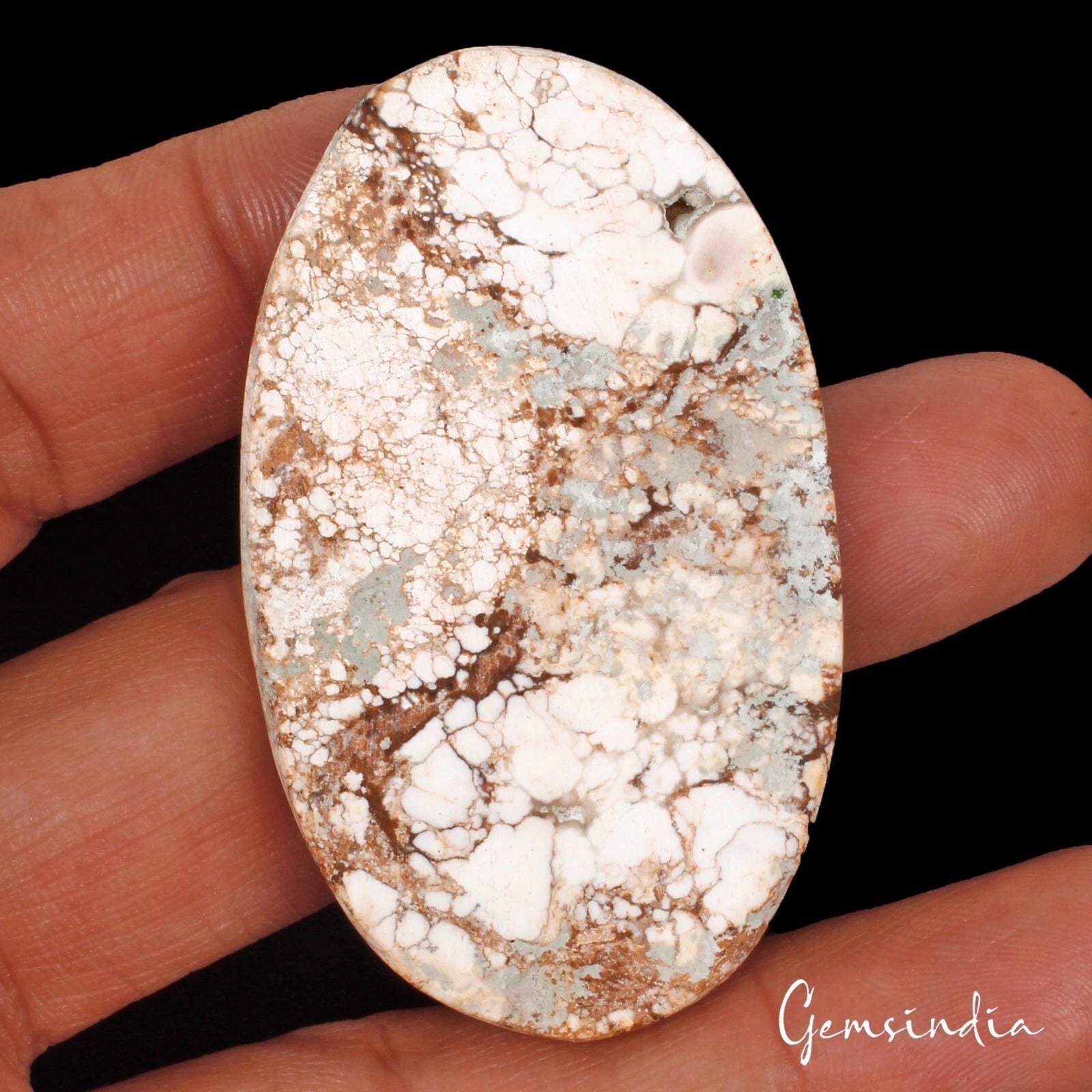 110 Cts Natural Untreated Nevada USA White Brown Buffalo Turquoise Oval Cab Gem