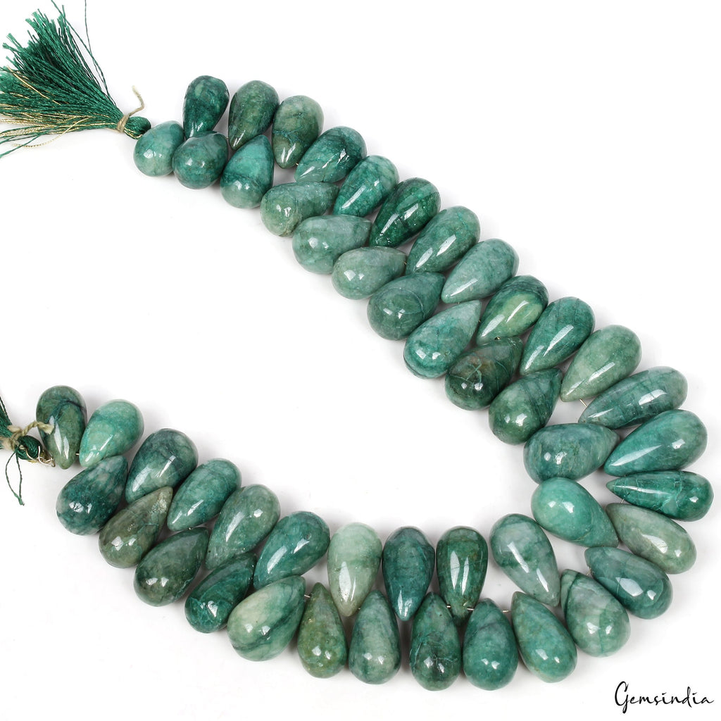 1000 Ct Green Emerald Pear Beads/Briolette Natural Loose Gemstone Making Jewelry