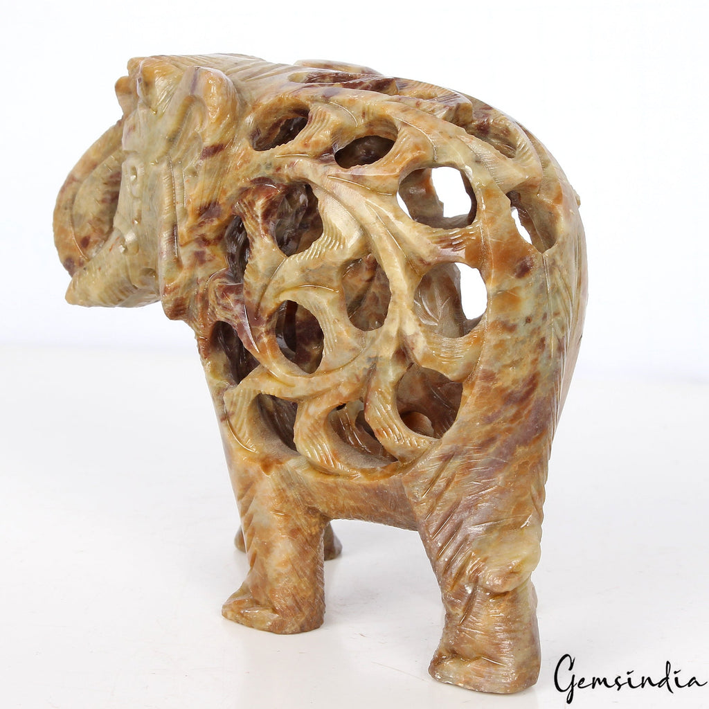 Soapstone Elephant Mom with Baby in tummy Statue/Sculpture Art Decor ~970 Cts