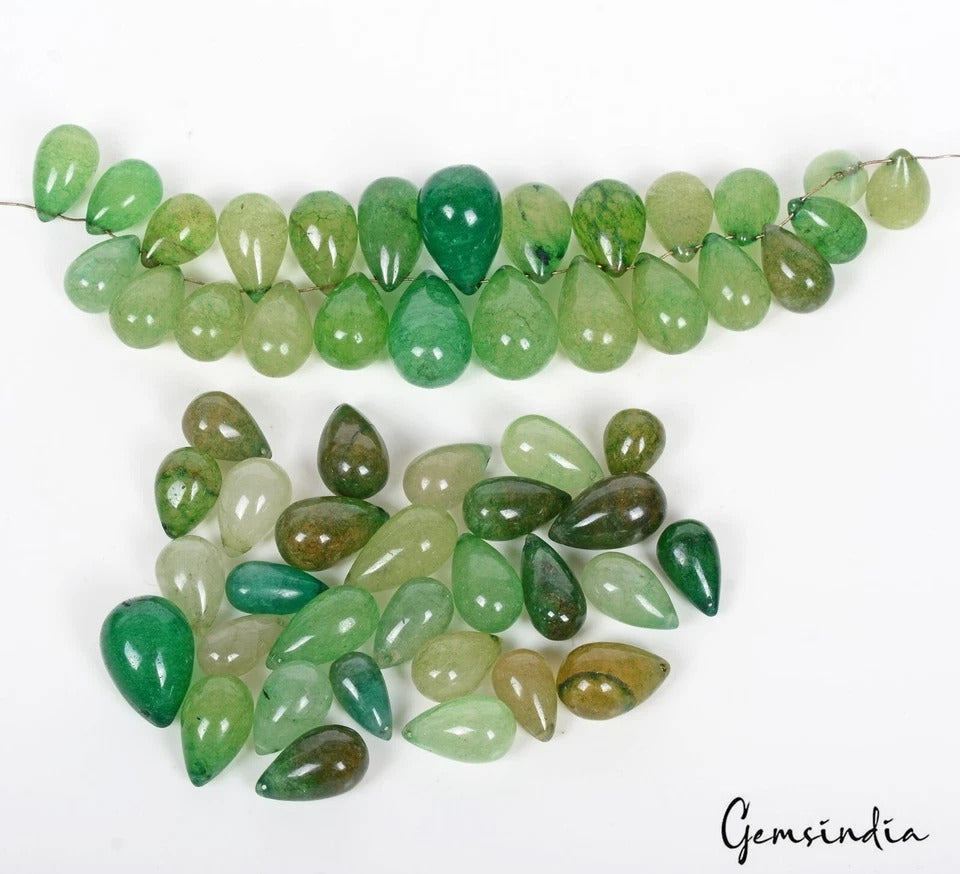 670 Cts Natural Green Quartz Pear Drop Drilled 12-21mm jewelry Beads/Briolettes