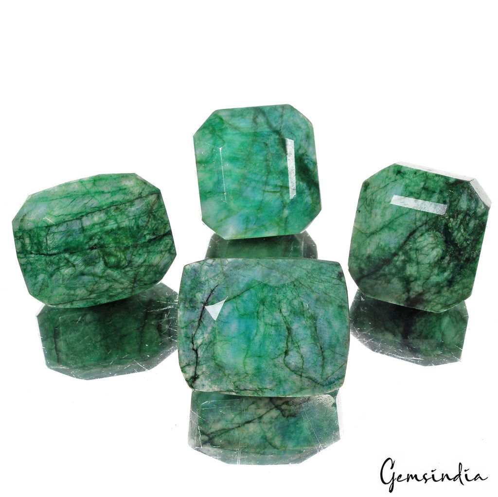 2180 Cts/4 Pcs Natural Brazilian Green Emerald Mix Cut Wholesale Loose Gems Lot
