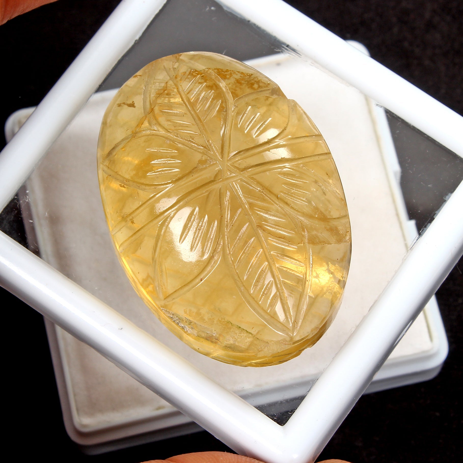 277 Ct Natural Yellow Fluorite Beautiful Floral Carving Loose Untreated Gemstone