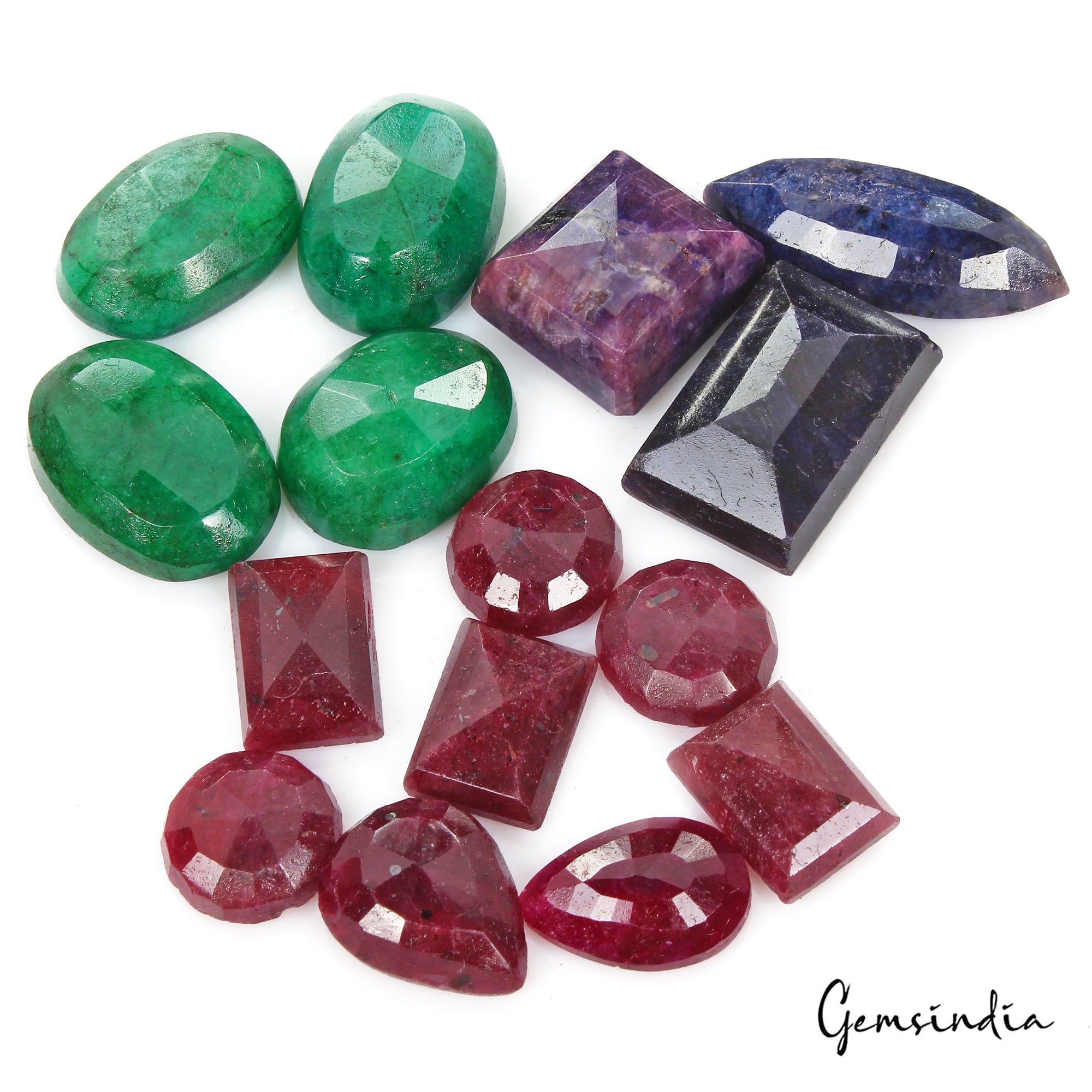 Emerald Lot, Loose Gemstone, Multi Color — 15 Pieces, 17mm to 38mm, 570 Ct, Madagascar