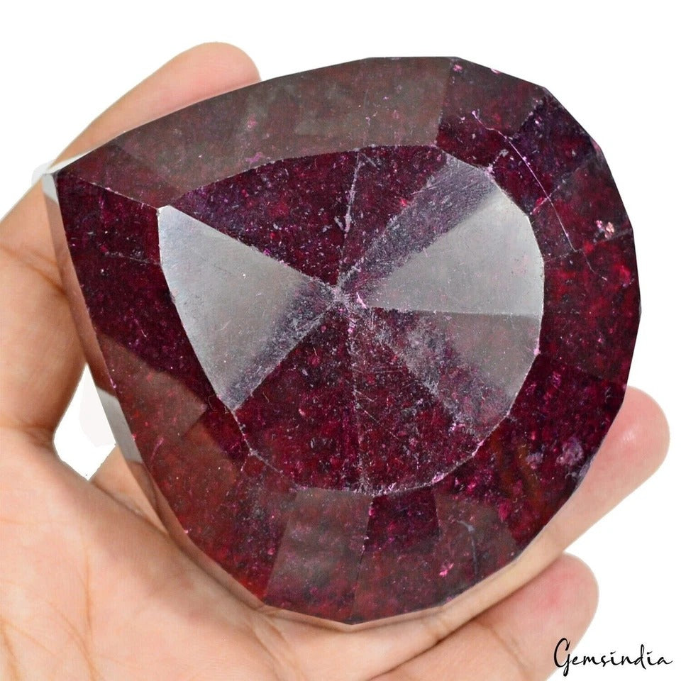 Certified 2420 Cts Natural Dark Red Ruby Pear Faceted Huge Loose Museum Size Gem