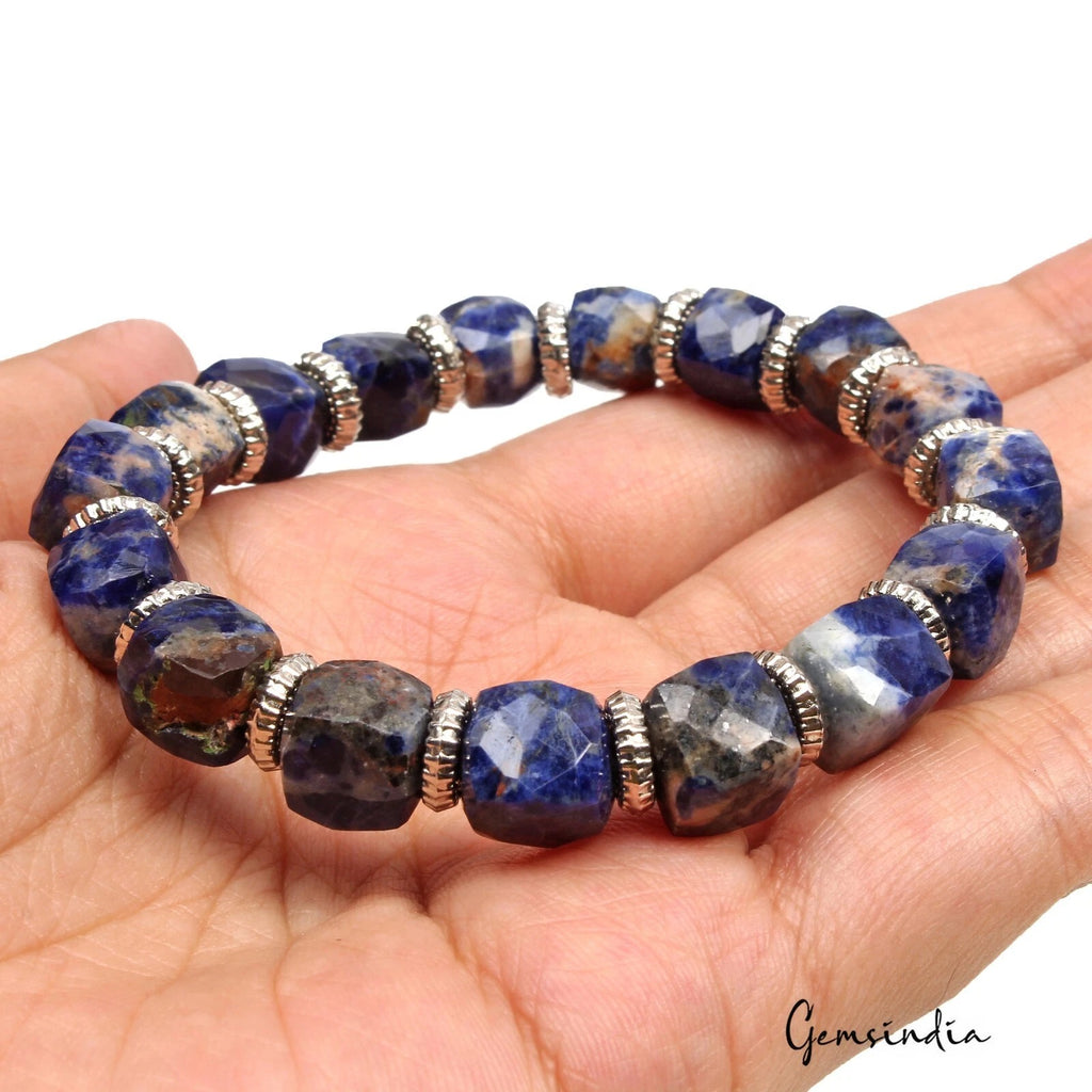 Sodalite Bracelet, Untreated, Blue — 6.5 Inch, 103.35 Ct, Madagascar