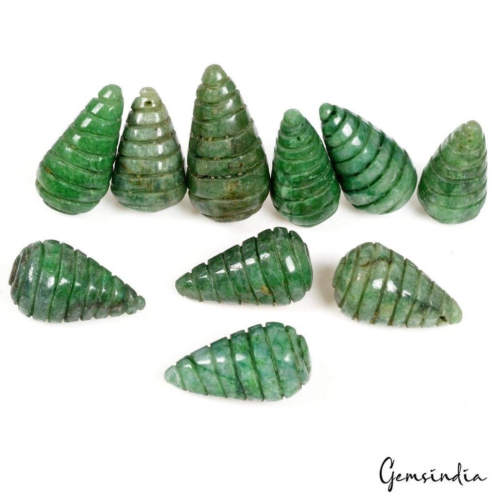 Emerald Beaded Strand, Color Enhanced, Green — 10 Pieces, 28mm to 37mm, 500 Ct, Brazil