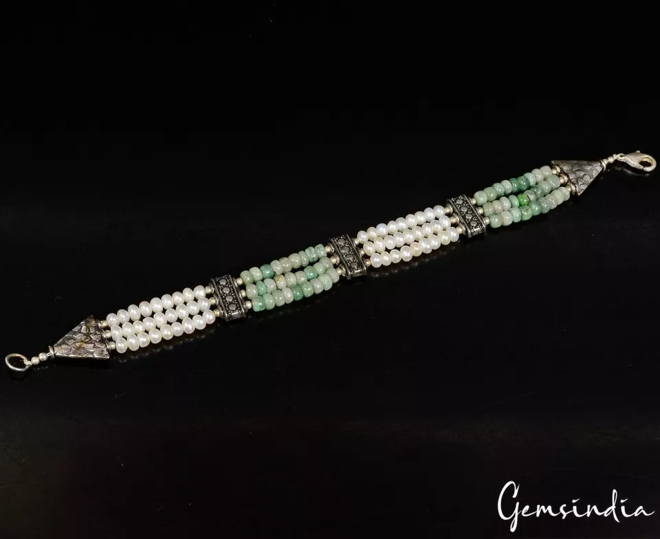 Emerald Bracelet, Color Enhanced, WHITE & GREEN AS SHOWN — 3mm to 4mm, 85 Ct, Brazil