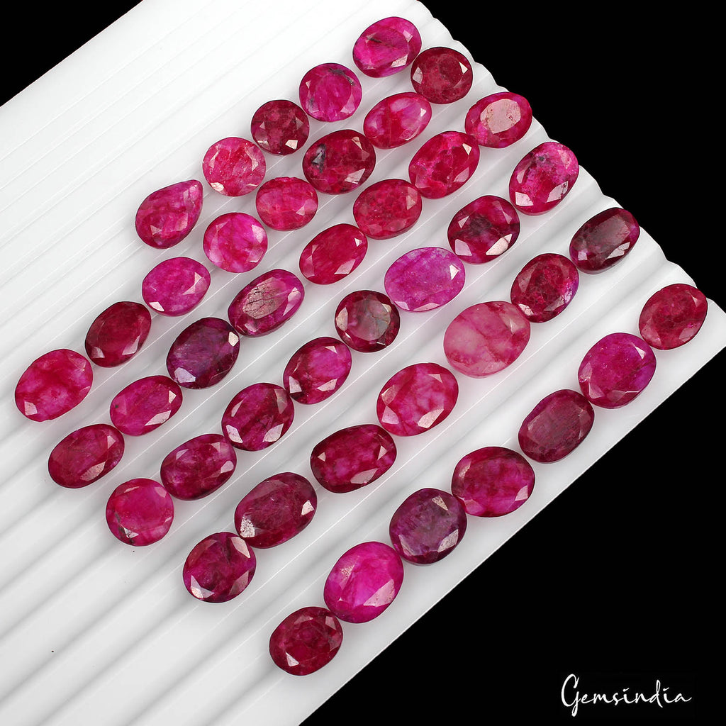 Beryl Lot, Loose Gemstone, Color Enhanced, Red — 43 Pieces, 11mm to 17mm, 300 Ct