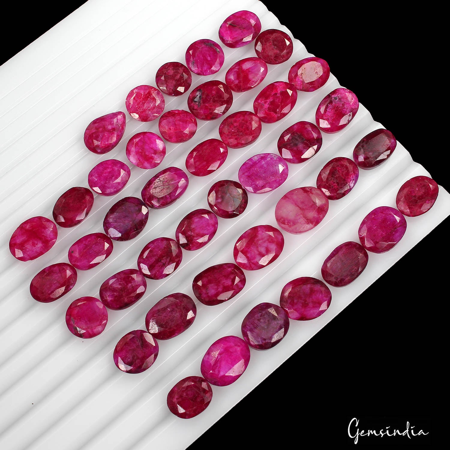 Beryl Lot, Loose Gemstone, Color Enhanced, Red — 43 Pieces, 11mm to 17mm, 300 Ct