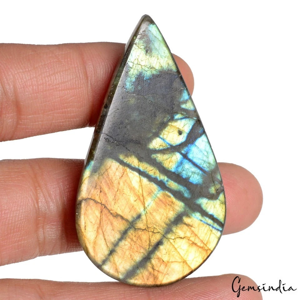 Certified 117.20 Ct Natural Untreated Multi Color Shine Labradorite Pear Cab Gem