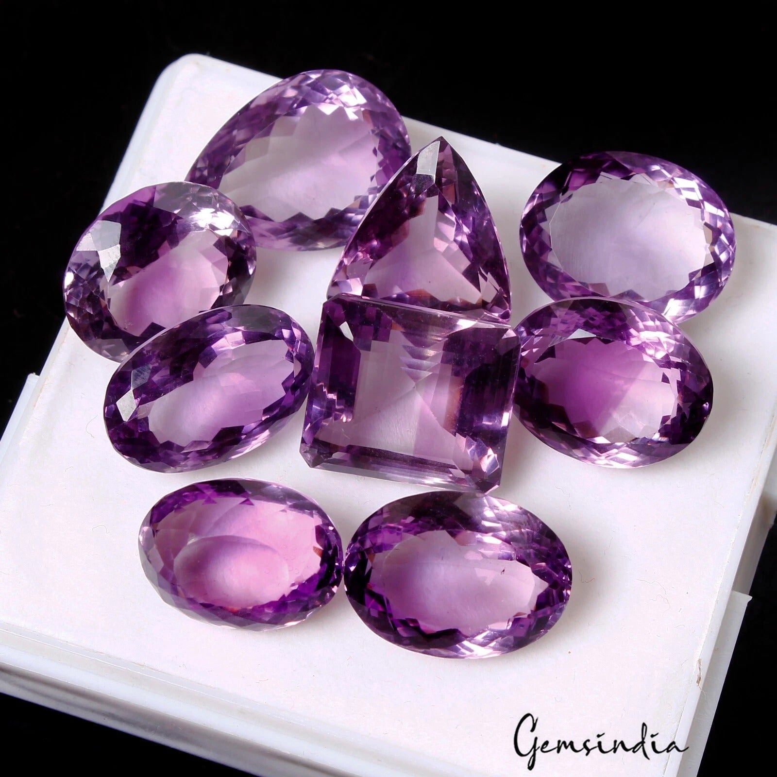 Certified 142.80 Ct/9 Pcs Natural Untreated Purple Amethyst Mix Cut Jewelry Gems