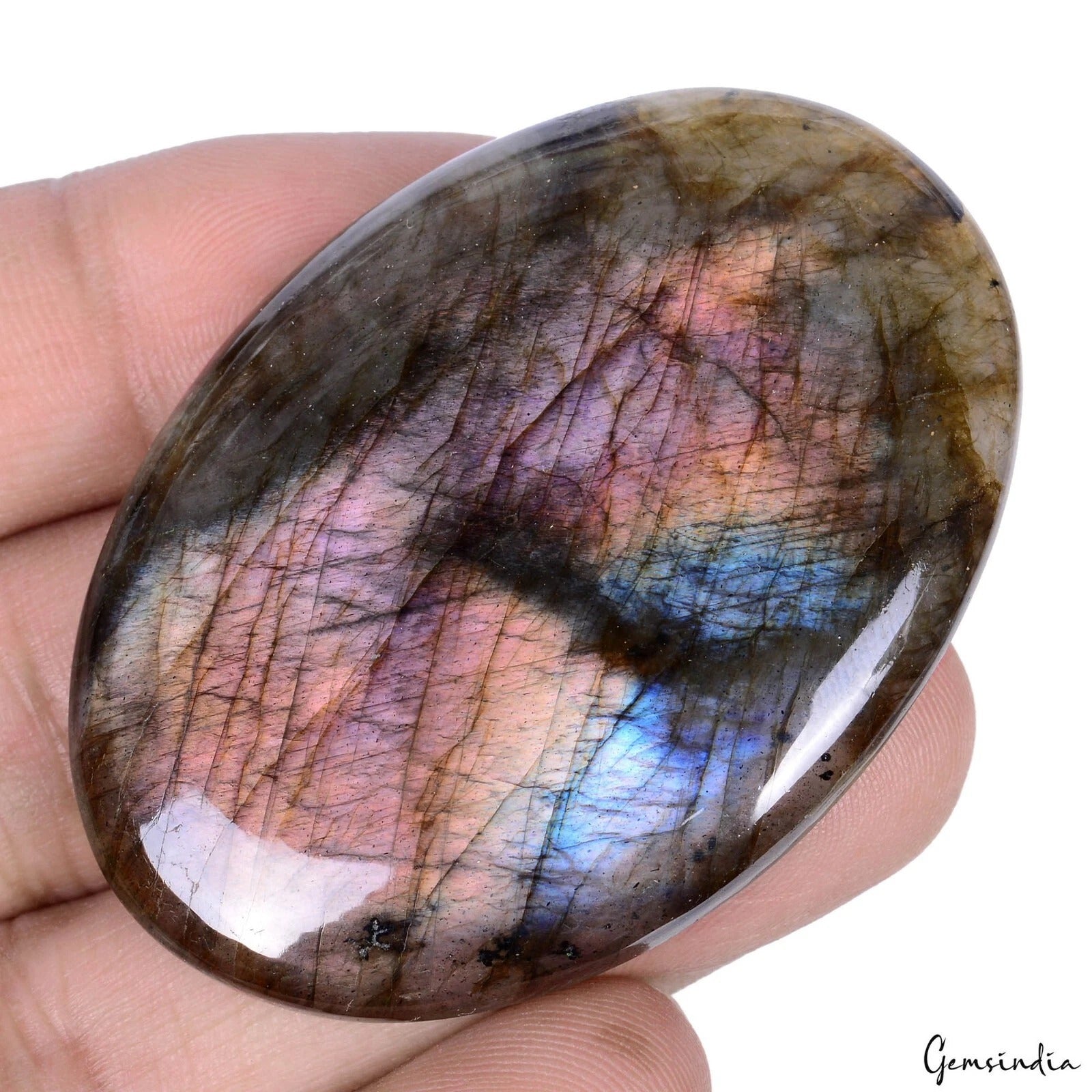 Natural Untreated Multi Shine Labradorite Oval Cabochon 118.40 Ct Loose Gemstone