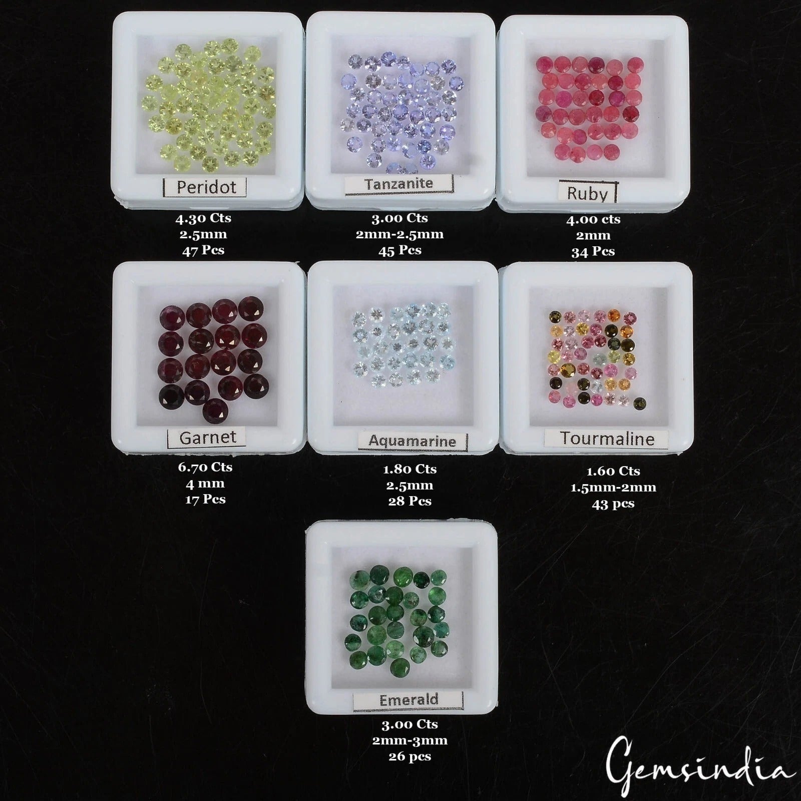 7 Lots Estate Genuine Semi Precious Round Cut Multi Gemstones Collection~240 Pcs