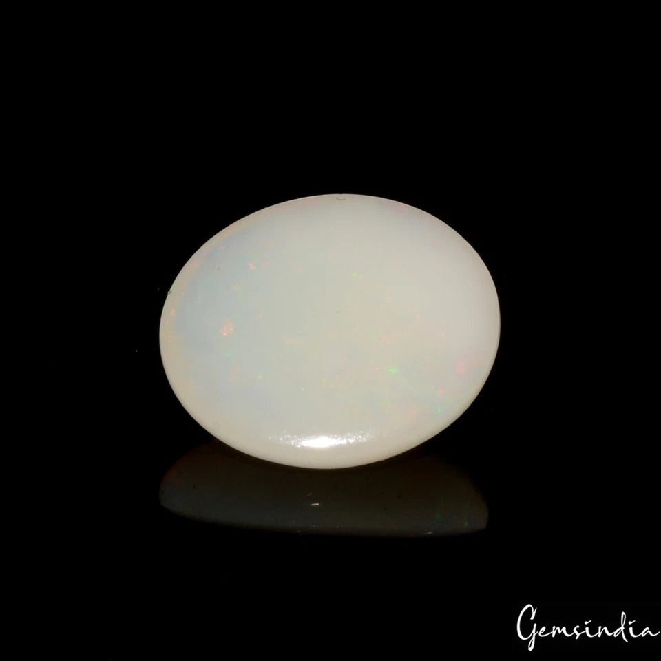 Certified 4.80Ct Natural Untreated White Fire Australian Opal Oval Cab Loose Gem