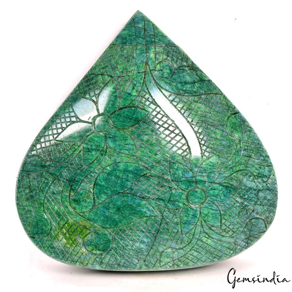 Certified 7890 Ct Natural Brazilian Emerald Amazing Carving Earth Mined Gemstone