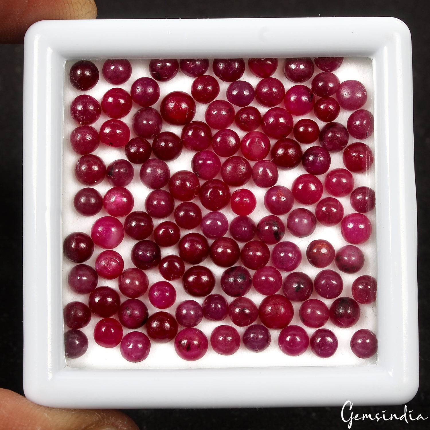 41.20 Cts Natural Ruby Cabochon Lot 100 Pcs (3mm-4mm) Vibrant Pink-Red Mix Gems