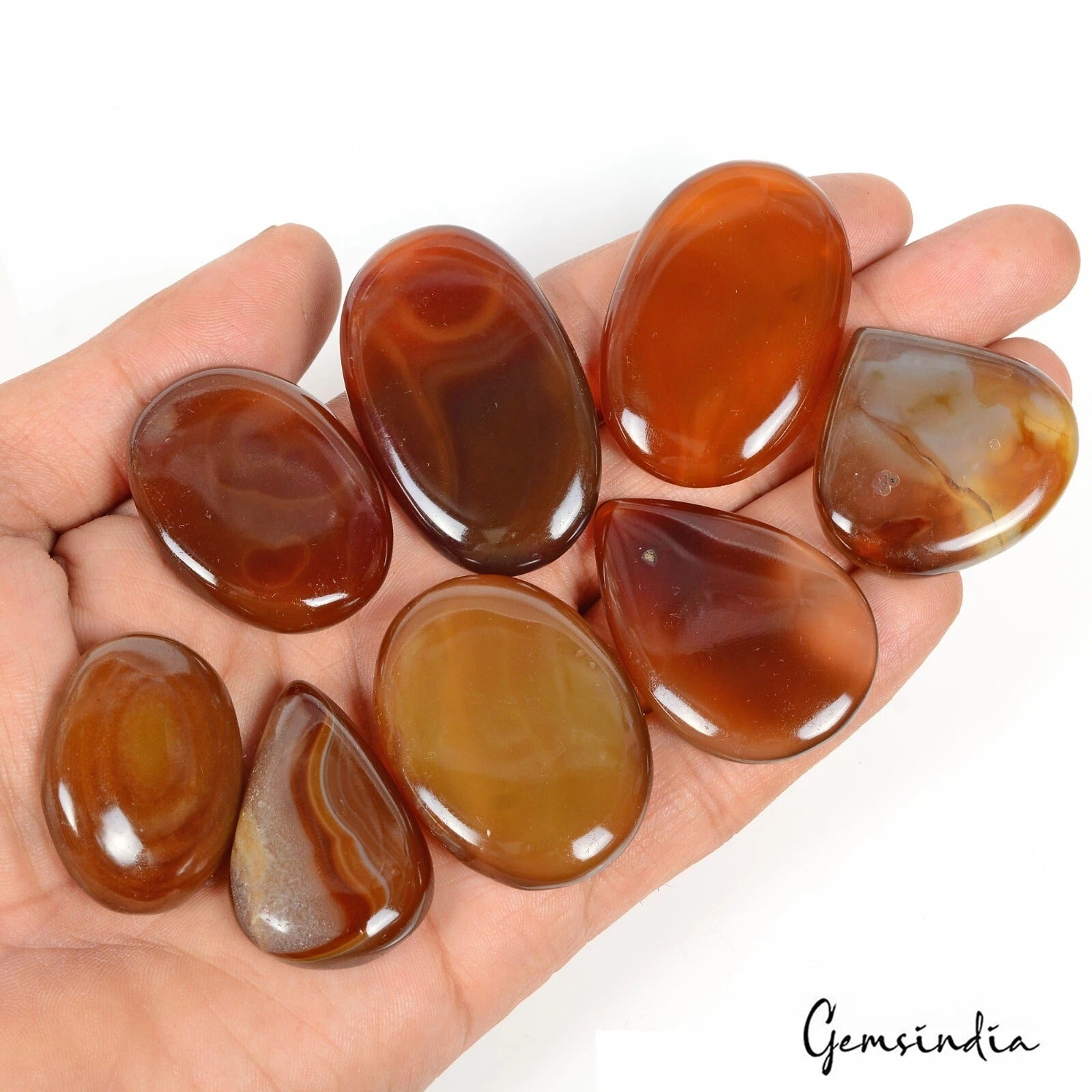 550 Cts/8 Pcs Natural Untreated Bi-Color Onyx Mixed Cab Loose Wholesale Gems Lot