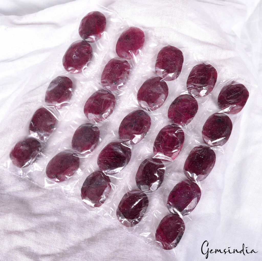 Ruby Lot, Loose Gemstone, Color Enhanced, Red — 25 Pieces, 16mm to 18mm, 530 Ct, Madagascar
