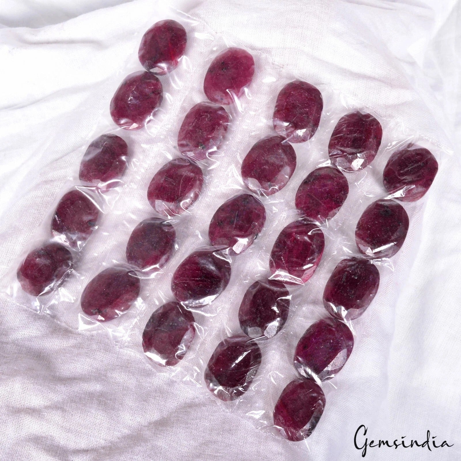 Ruby Lot, Loose Gemstone, Color Enhanced, Red — 25 Pieces, 16mm to 18mm, 530 Ct, Madagascar